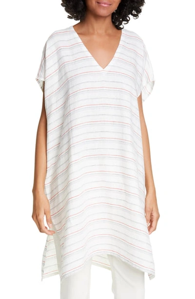 Shop Eileen Fisher Stripe Organic Linen Tunic In White