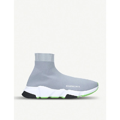 Shop Balenciaga Speed Mid-top Stretch-knit Trainers In Grey