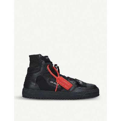 Shop Off-white Off-court High-top Suede And Leather Trainers In Black