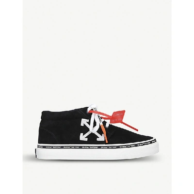 Shop Off-white Logo-embroidered Suede Mid-rise Trainers In Black