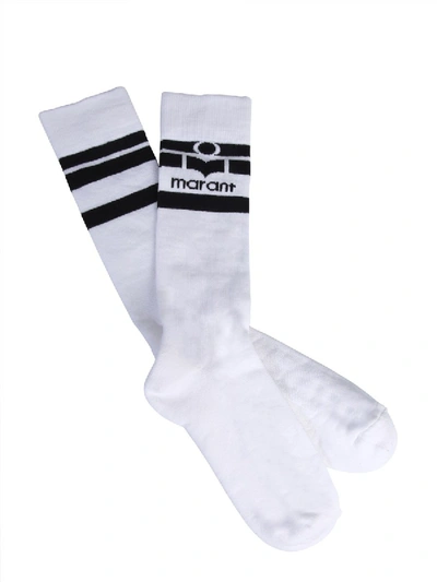 Shop Isabel Marant Étoile Logo Socks In White