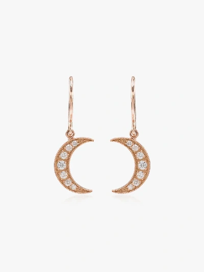Shop Andrea Fohrman 18k Rose Gold Crescent Moon Diamond Earrings
