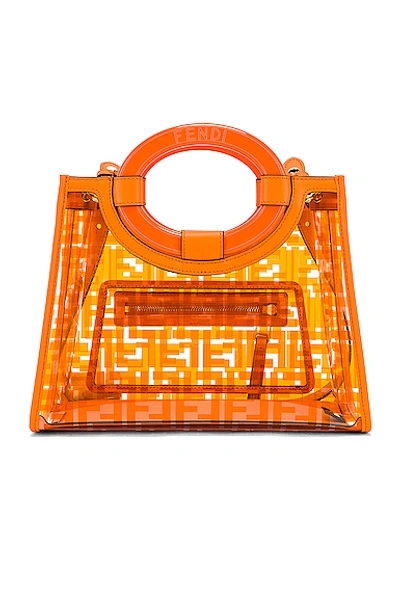 Shop Fendi Mini Runaway Shopping Logo Tote In Orange