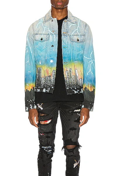 Shop Amiri City Dragon Trucker Jacket In Classic Indigo