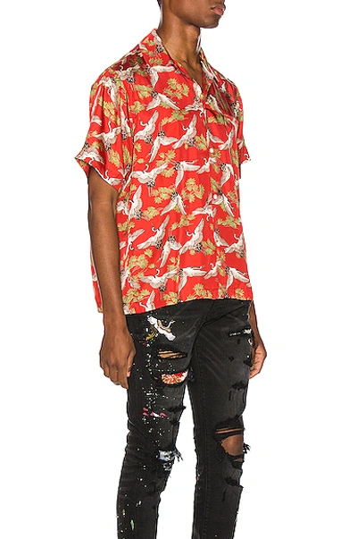 Shop Amiri Crane Short Sleeve Shirt In Scarlet