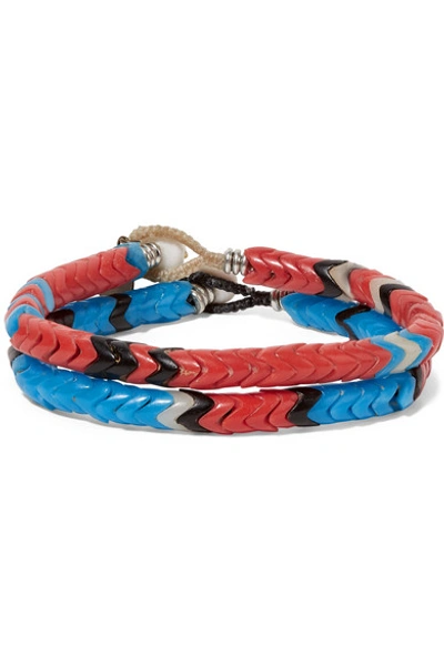 Shop Mikia Set Of Two Beaded Bracelets In Blue