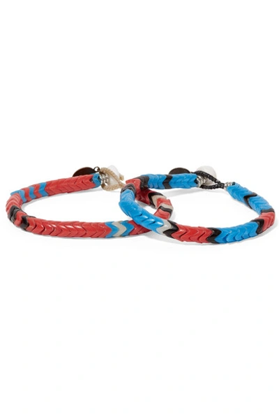 Shop Mikia Set Of Two Beaded Bracelets In Blue
