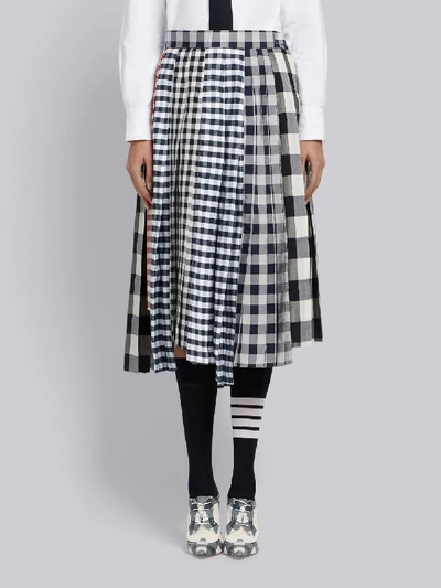 Shop Thom Browne Altered Pleat Midi Skirt In Blue