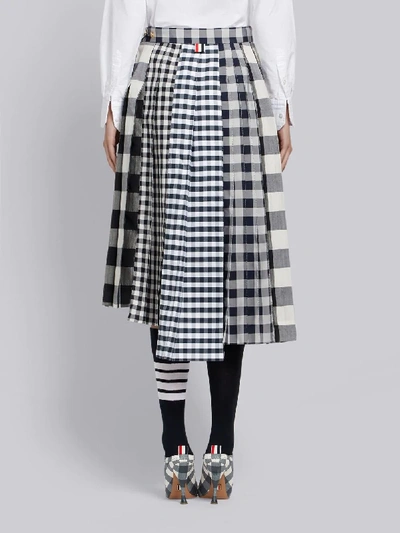 Shop Thom Browne Altered Pleat Midi Skirt In Blue