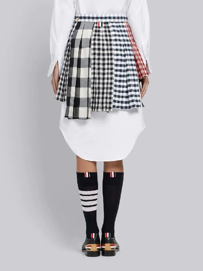 Shop Thom Browne Altered Pleat Miniskirt In Blue