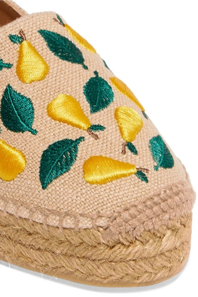 Shop Castaã±er Kenda Embroidered Canvas Espadrilles In Sand