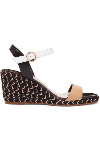 Shop Sophia Webster Lucita Leather Espadrille Wedge Sandals In Tan