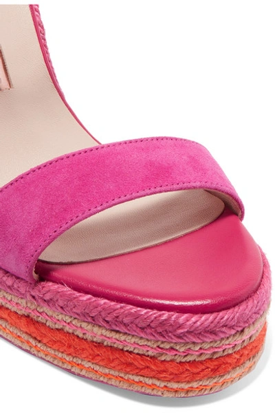 Shop Sophia Webster Lucita Suede Espadrille Wedge Sandals In Fuchsia