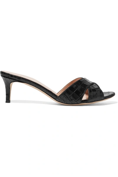 Shop Giuseppe Zanotti Felicia Croc-effect Leather Mules In Black