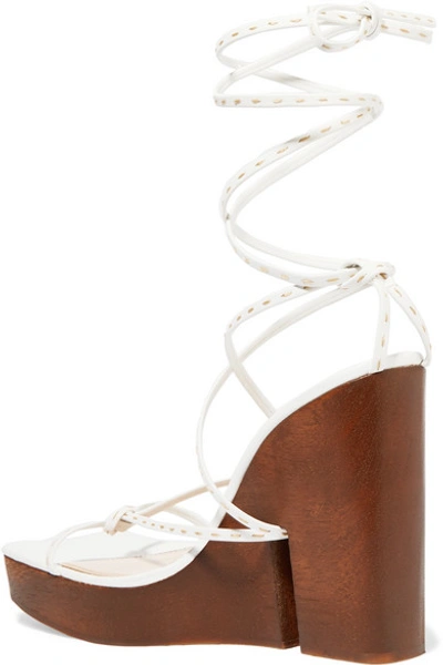 Shop Jacquemus Leather Wedge Sandals In White