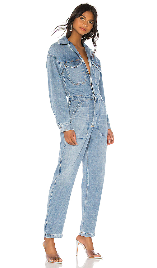 Citizens Of Humanity Marta Cropped Denim Jumpsuit In Blue Modesens