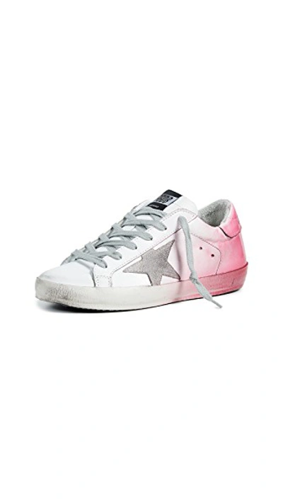 Shop Golden Goose Superstar Sneakers In White/pink