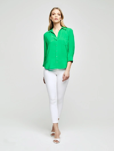 Shop L Agence Ryan Blouse In Gloss Green