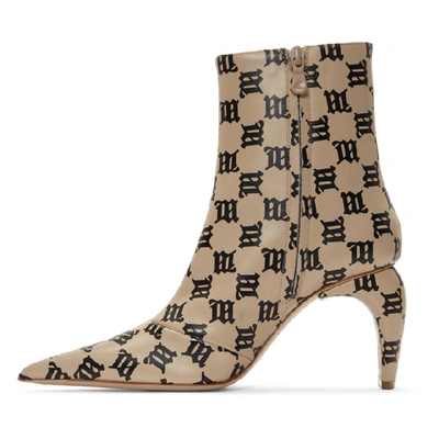 Shop Misbhv Beige And Black Monogram Slicer Boots In Beg/blkmono