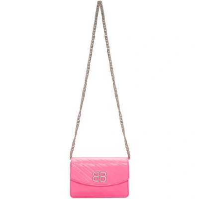 Shop Balenciaga Pink Bb Wallet Chain Bag