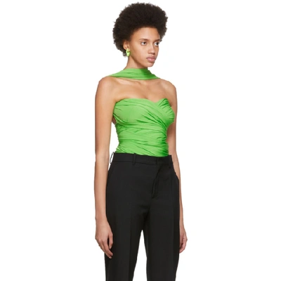 Shop Balenciaga Green Draped Bustier Top