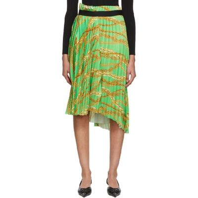Shop Balenciaga Green Chains Pleated Skirt In 3001 Green