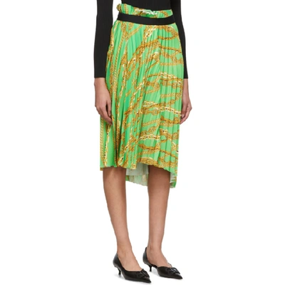 Shop Balenciaga Green Chains Pleated Skirt In 3001 Green