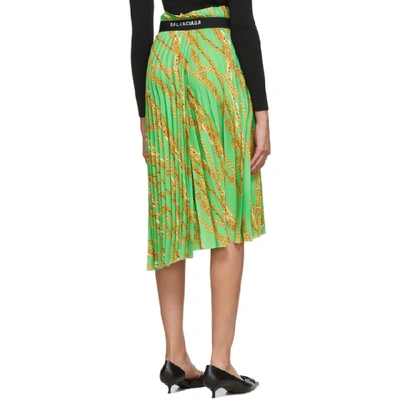 Shop Balenciaga Green Chains Pleated Skirt In 3001 Green