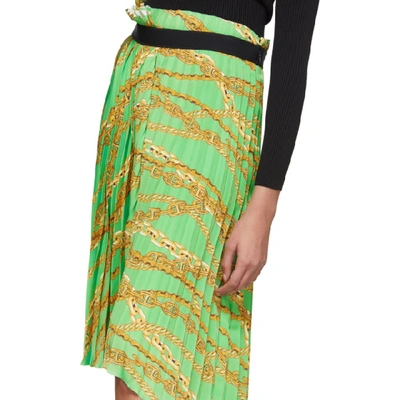 Shop Balenciaga Green Chains Pleated Skirt In 3001 Green