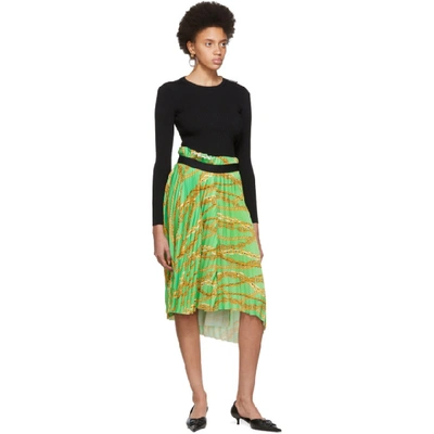 Shop Balenciaga Green Chains Pleated Skirt In 3001 Green
