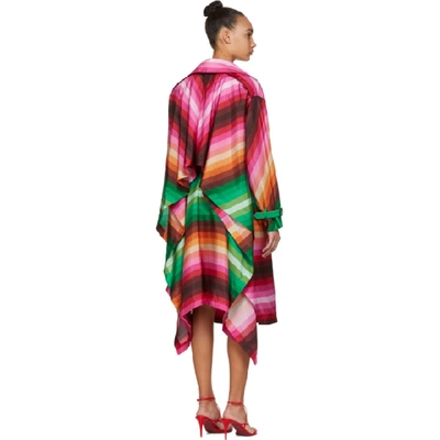 Shop Valentino Multicolor Striped Silk Habotai Baiadera Coat In M12 Multi