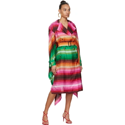 Shop Valentino Multicolor Striped Silk Habotai Baiadera Coat In M12 Multi