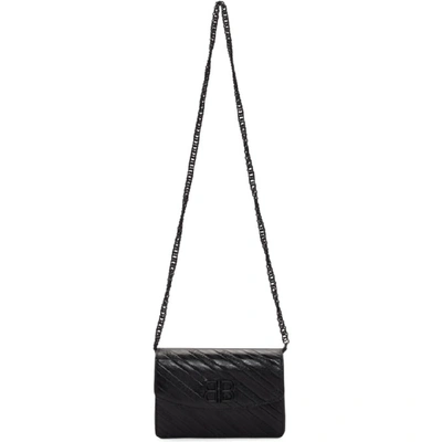 Shop Balenciaga Black Bb Wallet Chain Bag In 1000 Black