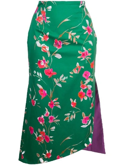 Shop Silvia Tcherassi Fitted Floral Skirt - Green