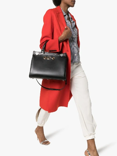 Gucci Zumi Grainy Leather Medium Top Handle Bag In Black | ModeSens
