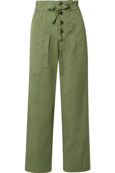 Shop Sea Tula Cotton-blend Twill Pants In Army Green