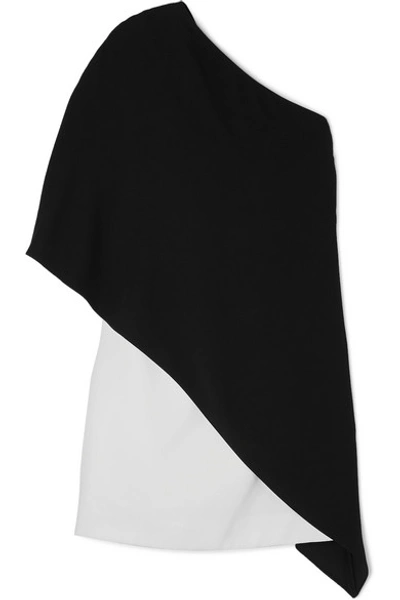 Shop Givenchy Asymmetric Two-tone Cady Dress In Black