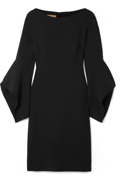 Shop Michael Kors Draped Wool-blend Mini Dress In Black