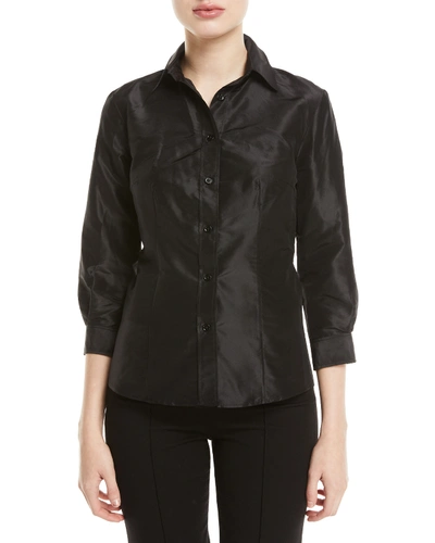 Shop Carolina Herrera Taffeta Button-front Shirt In Black