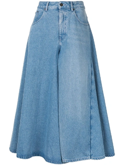 Y/PROJECT HIGH WAISTED WIDE LEG JEANS - 蓝色