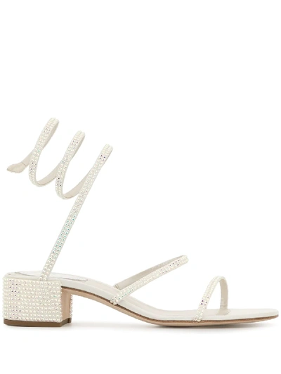 Shop René Caovilla Cleo Strass 40 Sandals In White