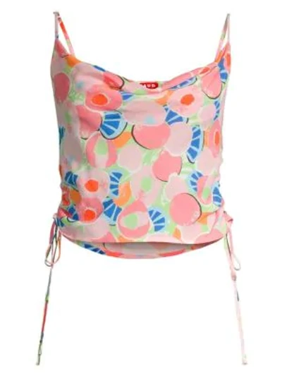 Shop Staud Limon Printed Cami In Abstract Peach Blossom