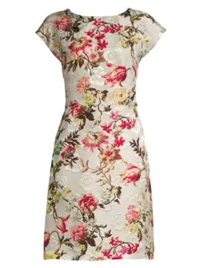 Shop Etro Women's Floral Embroidered Jacquard Sheath Dress In White Multi