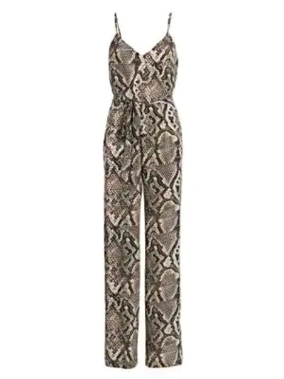 Shop L Agence Jaelyn Python Print Silk Jumpsuit In Natural Multi Python