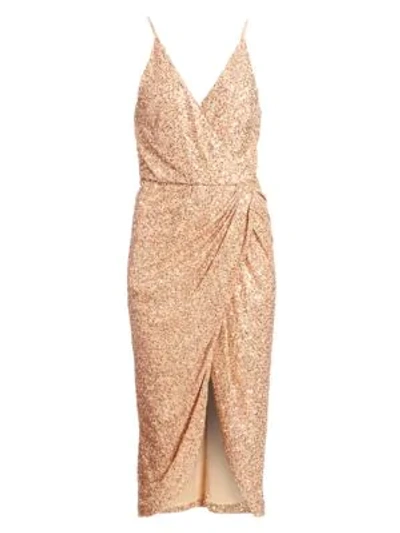 Shop Jonathan Simkhai Speckled Sequin Wrap Dress In Gold