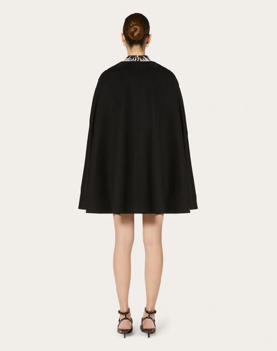 Shop Valentino Compact Drap Cape In Black