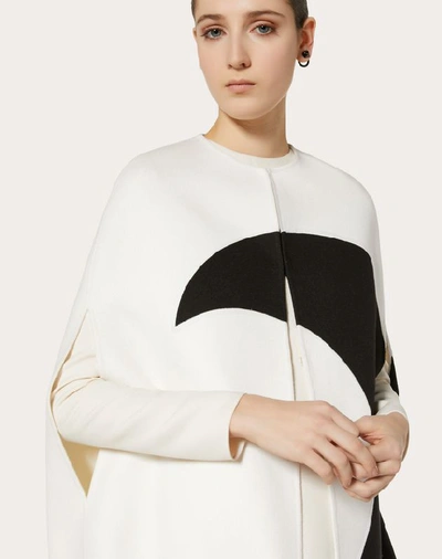 Shop Valentino Compact Drap Inlay Cape In Ivory