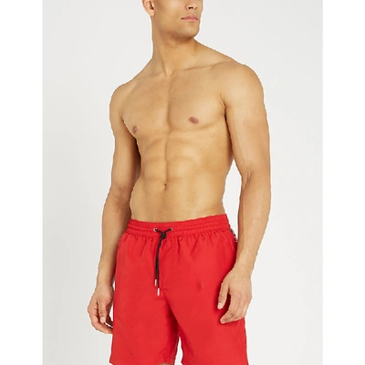 Shop Burberry Logo-tape Swim Shorts In Parade Red