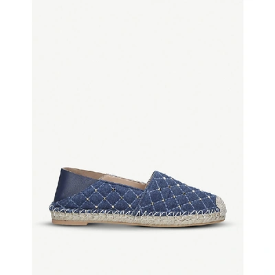 Shop Valentino Rockstud Woven Espadrilles In Denim