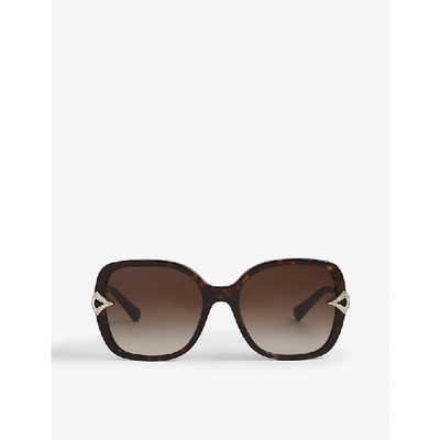 Shop Bvlgari Bv8217 Square-frame Havana Sunglasses In Brown